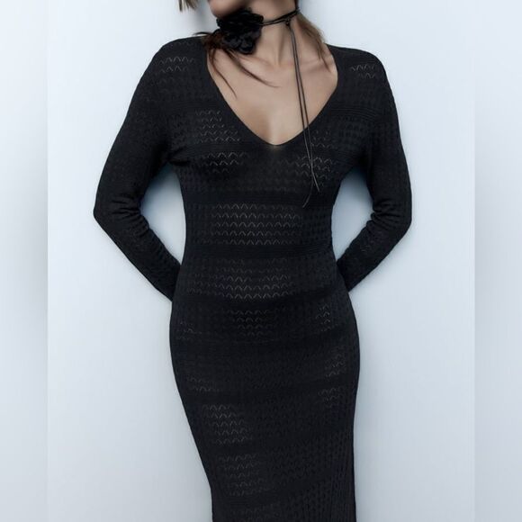 Zara Pointelle Knit Dress - Picture 10 of 10